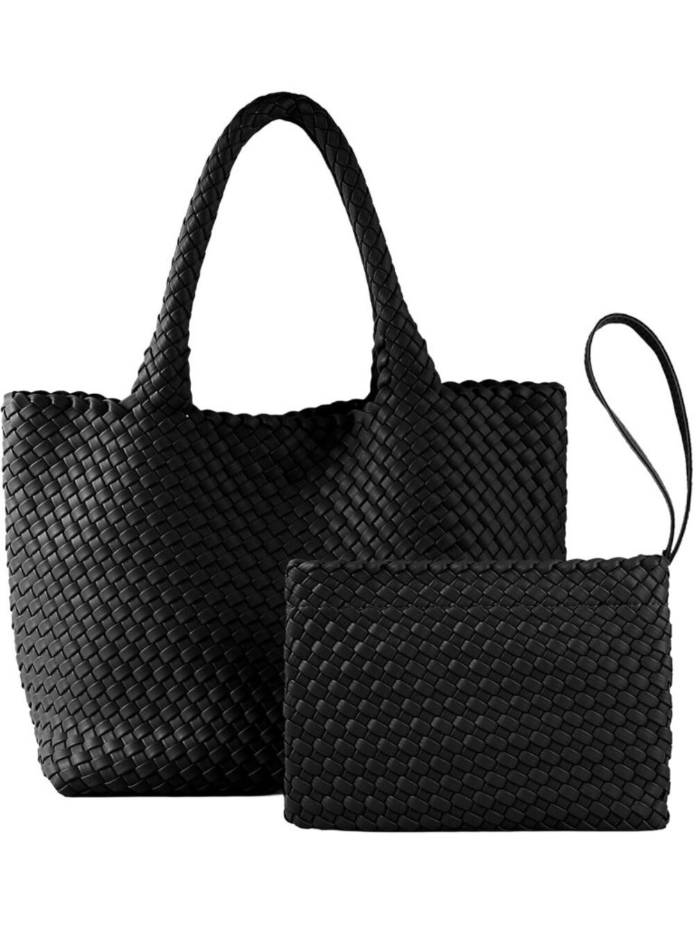 Handwoven Vegan Leather Tote Bag for Women with Small Purse - Stylish & Durable